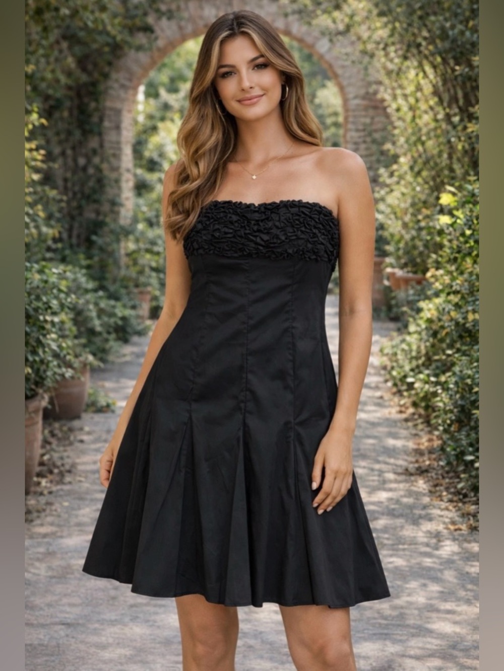 Catherine Malandrino Origami Pleated Strapless Dress Black Size 4 NWT